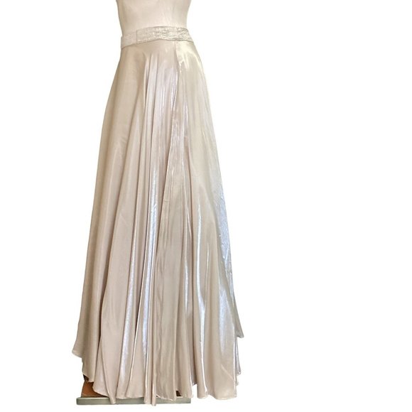 JS Collections Sz 10 Formal Shimmery Gold Full Long/Maxi Skirt Tulle Lined 23BX - Picture 3 of 7